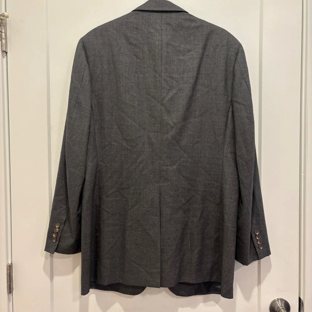 Vintage Polo Ralph Lauren Mens 42L Wool Blazer Coat‎ Gray 2 Button Made in USA